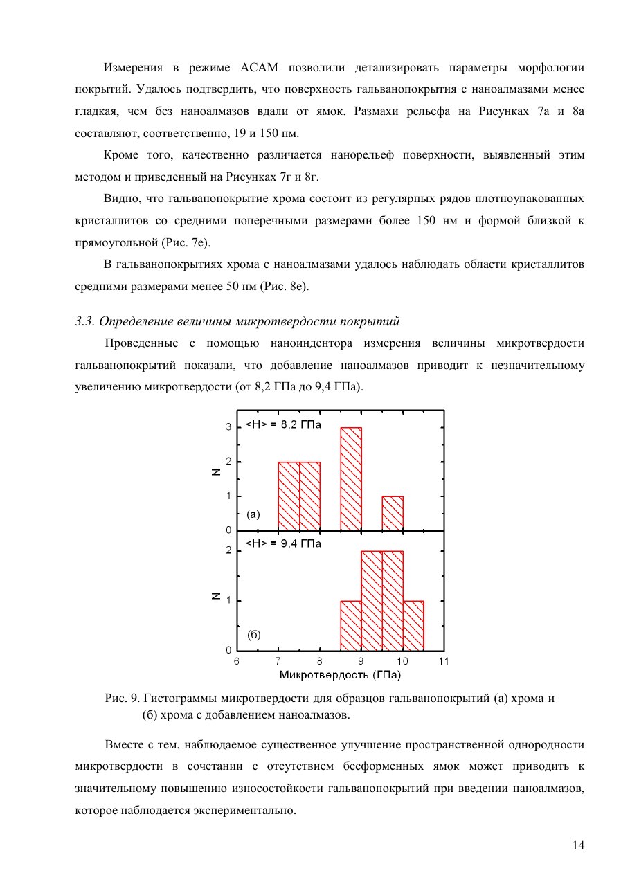 Тот же отчет: микротвердость методом наноиндентирования, 8,2 и 9,4 ГПа